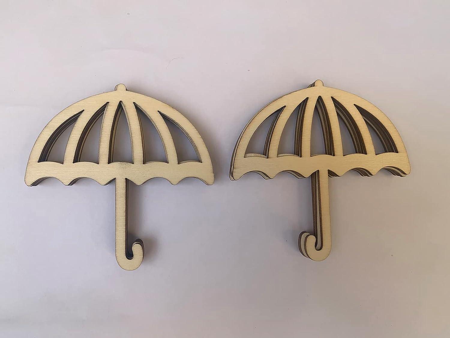 Haoser Unfinished Wood Ornaments to Create Wall Decor with These Umbrella Shape Cutouts Made of Laser Cut MDF Cutouts for DIY Craft Supplies - Haoser