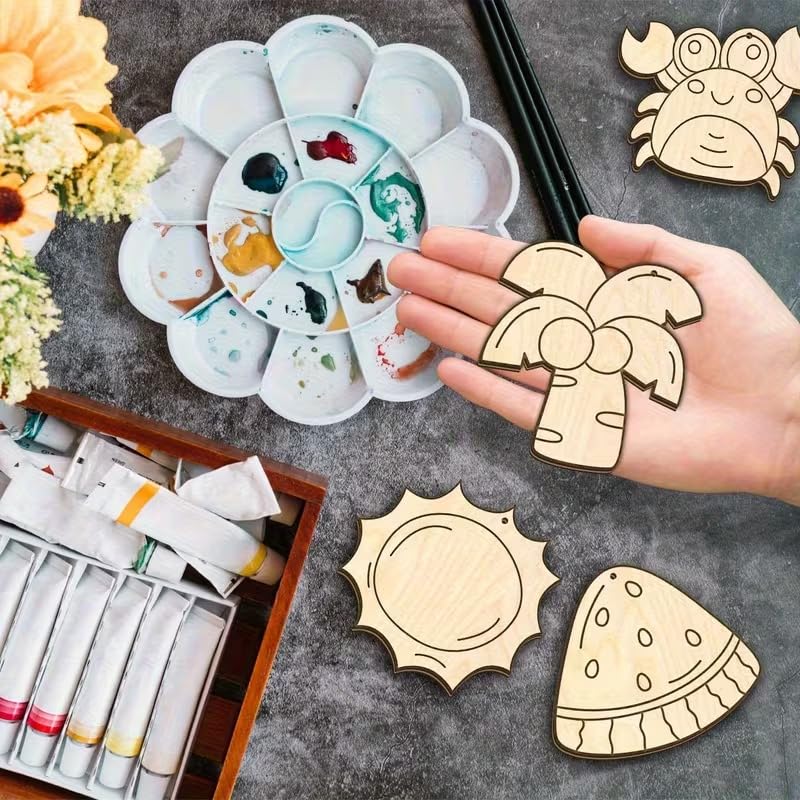 12 Pcs Wooden Craft Kit for Kids – Summer & Holiday DIY Painting Set