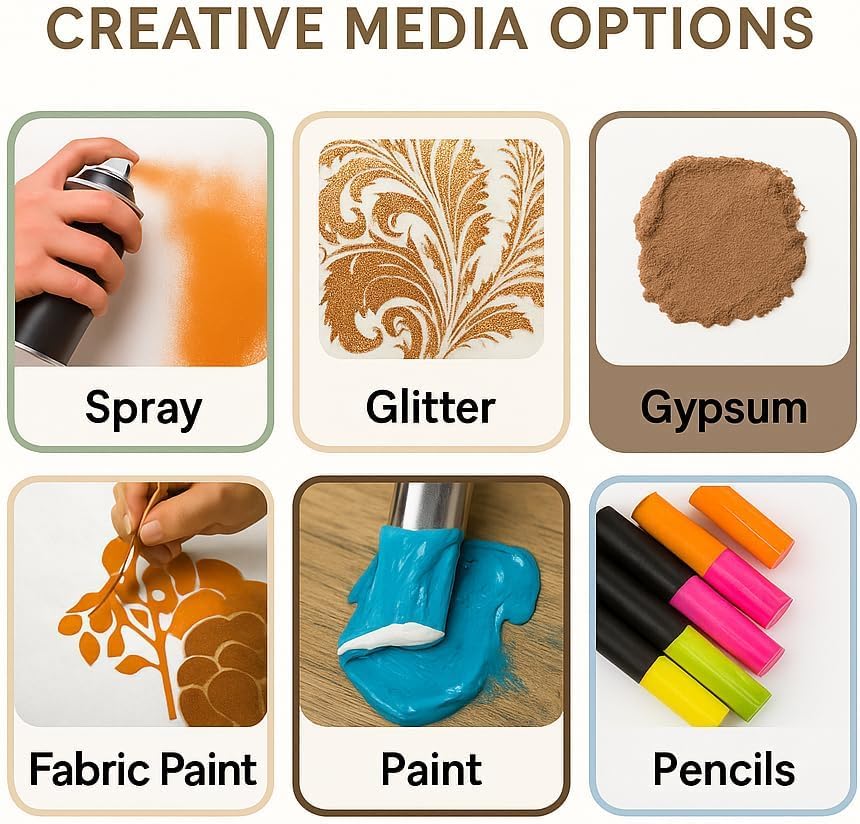 Stars and Swirls Stencil for Painting – Reusable Plastic Template for Wood Crafts, Scrapbooking