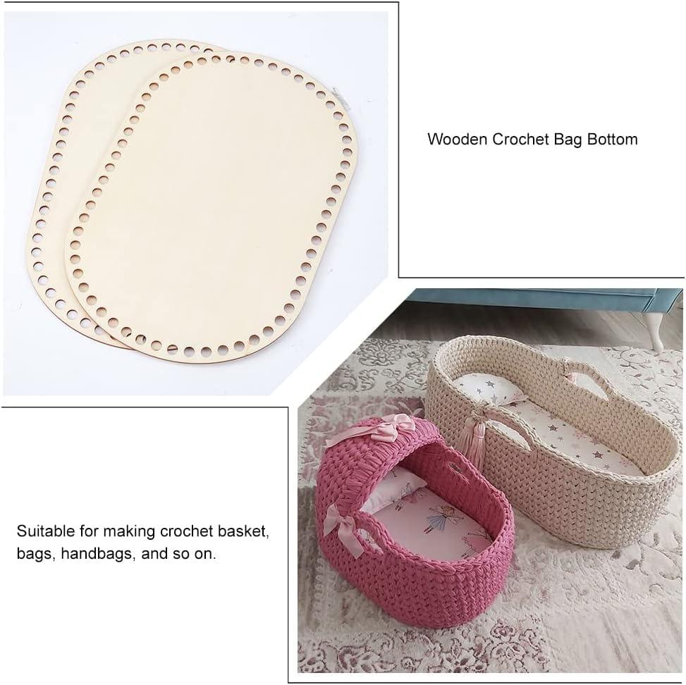 Haoser 2 Sizes Natural Wooden Basket Bottom, 7.8 5.9 Inch Circle Blank Crochet Basket Wood Base for DIY Basket Weaving Supplies Craft Making Home Decoration, Crochet Basket Wood Base. - Haoser