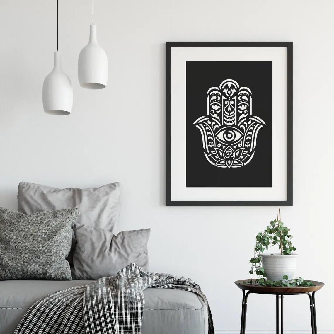 Hamsa Palm Mandala Stencil – Reusable Large Mandala for Painting Wall