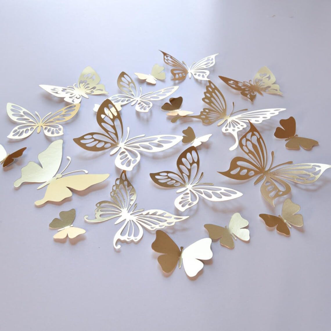 10 Pcs Gold Butterfly Wall Decor – 3D Paper Butterflies