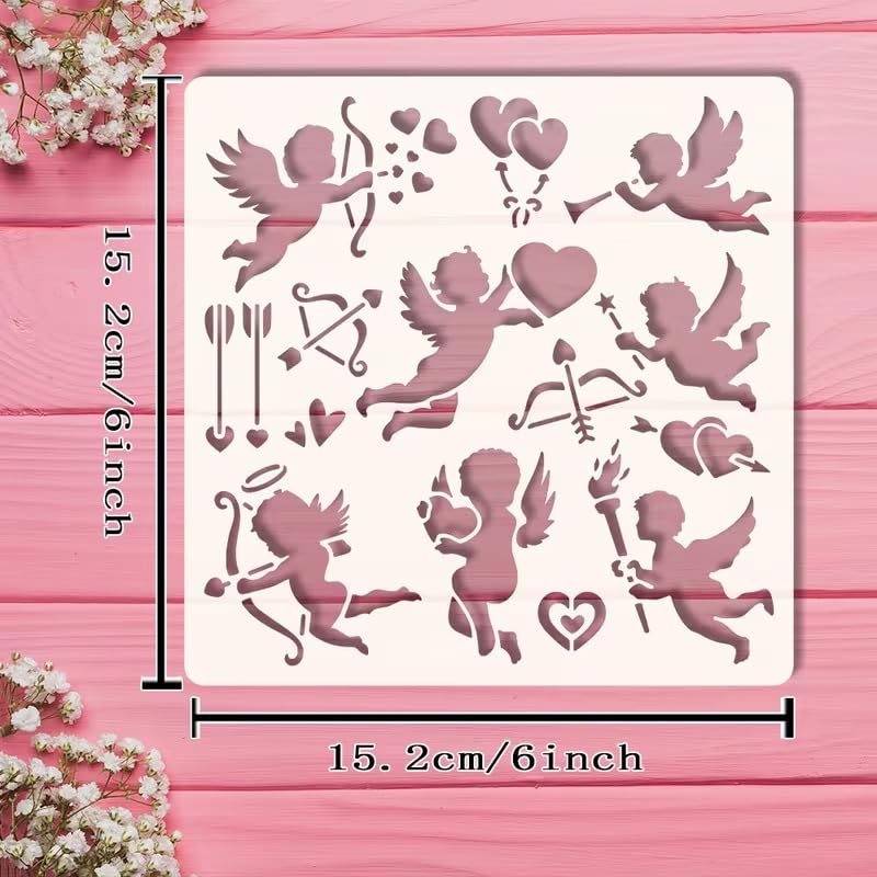 Cupid Love Painting Stencil 6 x 6 Inch | Reusable Craft Stencil | Valentine Cupid Template for Wall Painting