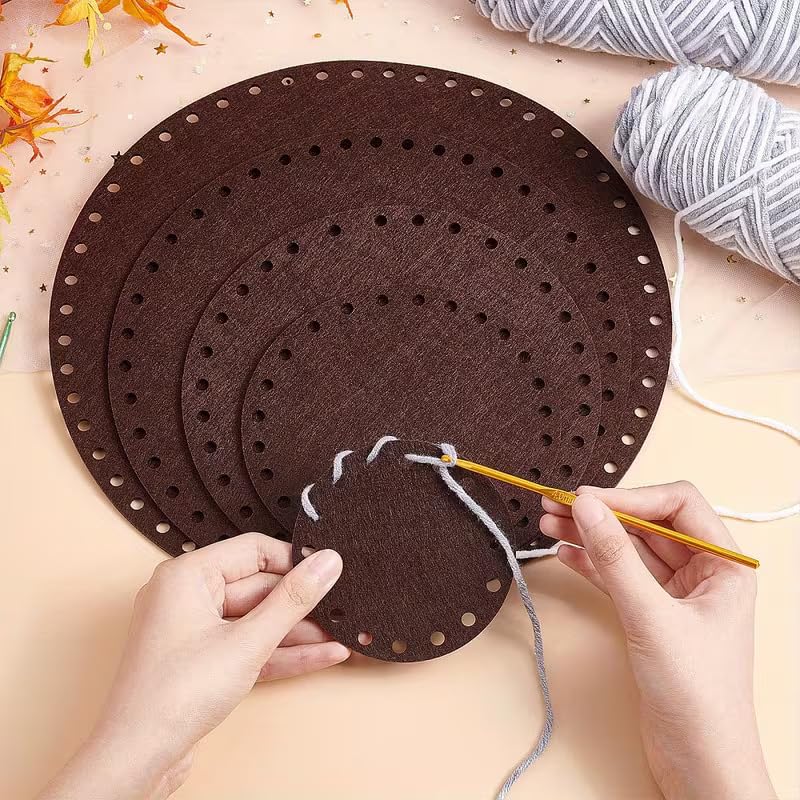 Pack of 6 Felt Basket Bottoms Round | Flat Fabric Basket Base for Crochet