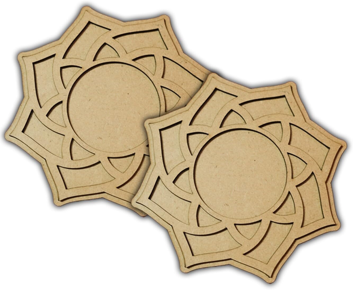 Pack of 2 Wooden Tealight Holders for Home & Office Décor | Pine MDF Elegant Candle Stand for Puja, Diwali, Living Room & Table Decoration