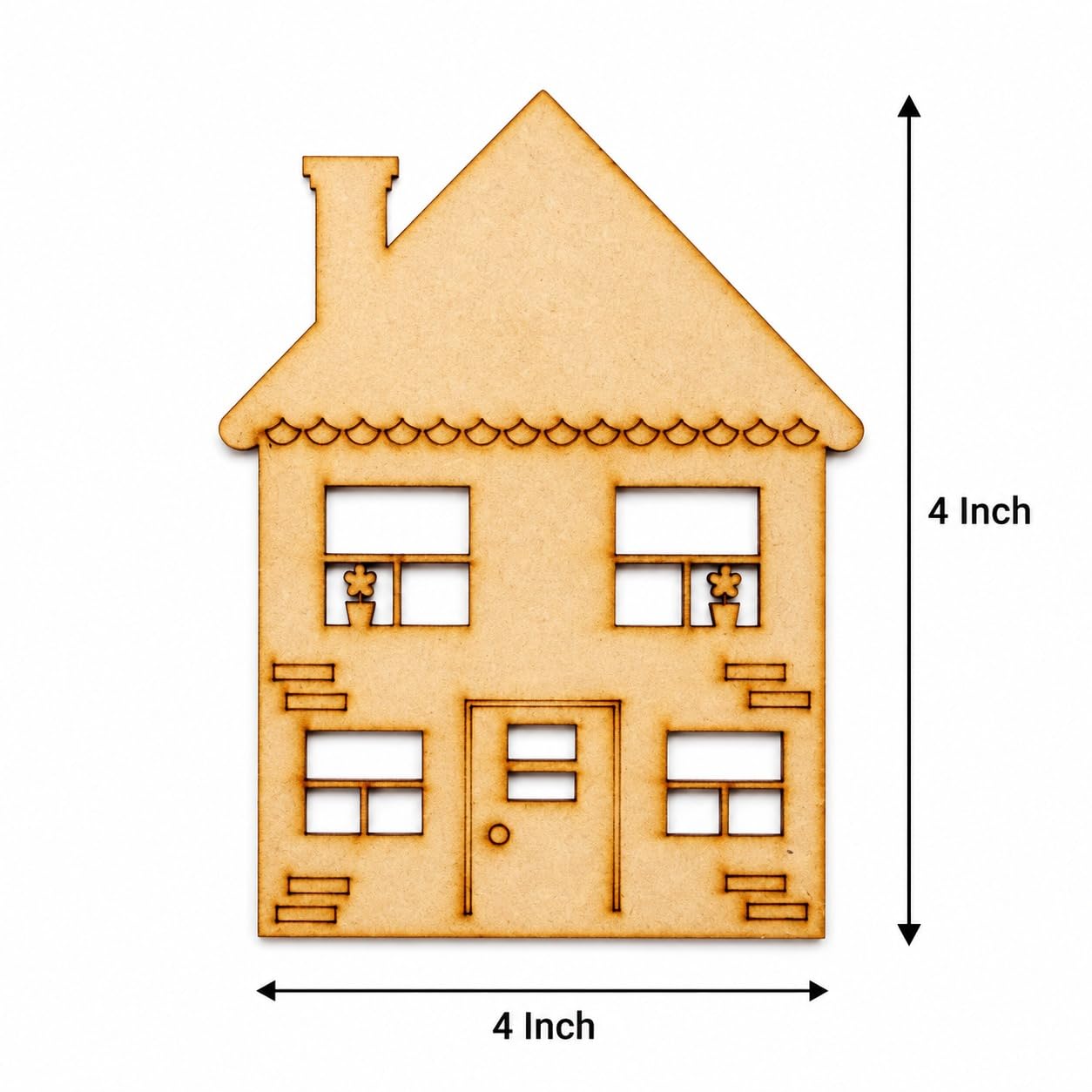 Pack of 10 Wooden House MDF Craft Shape | Pine MDF DIY House Cutouts for Art & Craft, Kids School Projects, Home Decoration, Unfinished Ornaments for Craft - 4 Inch