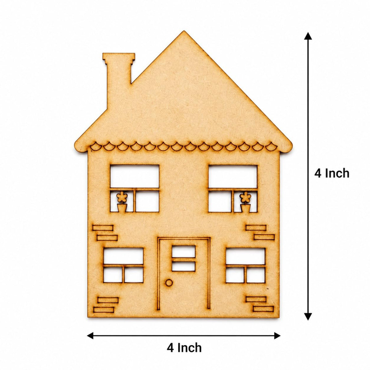 Pack of 10 Wooden House MDF Craft Shape | Pine MDF DIY House Cutouts for Art & Craft, Kids School Projects, Home Decoration, Unfinished Ornaments for Craft - 4 Inch