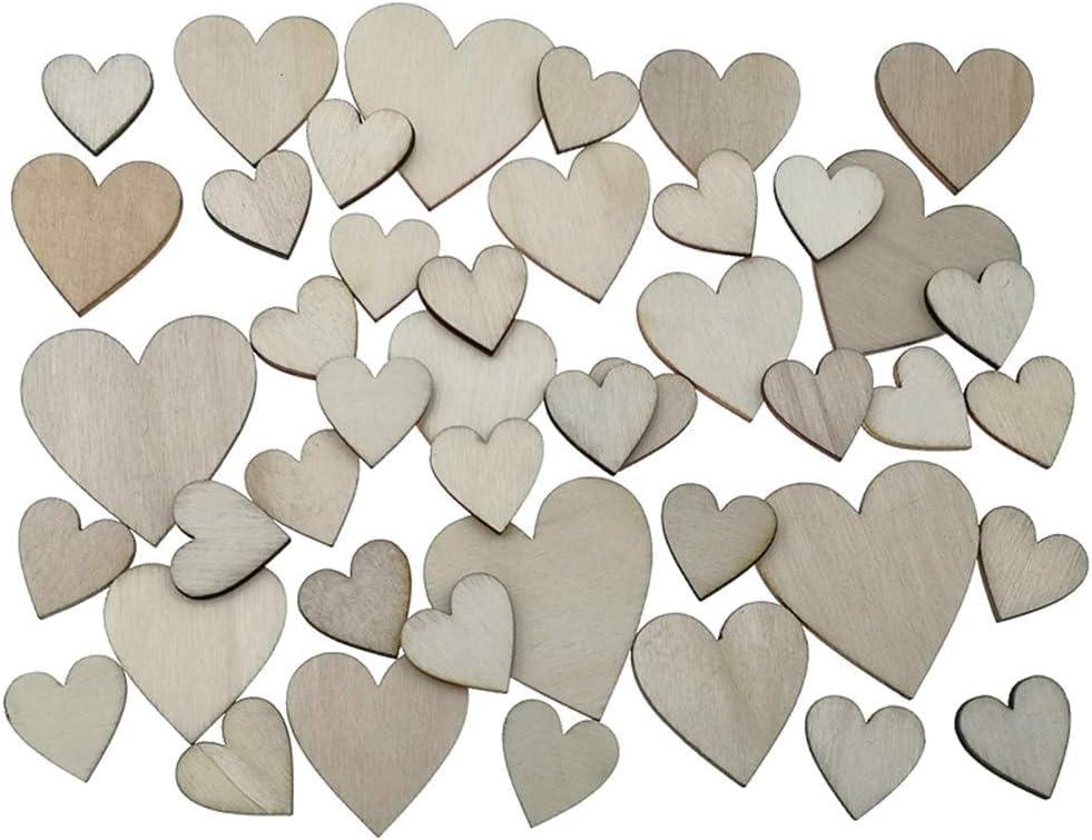 Haoser 100Pcs 1" Wooden Hearts for Crafts, Small Wood Hearts Cutout Slices, DIY Unfinished Wooden Ornaments Embellishments, Heart Sign Tag for Wedding Guest Book Decoration-(20mm,30mm,40mm). - Haoser