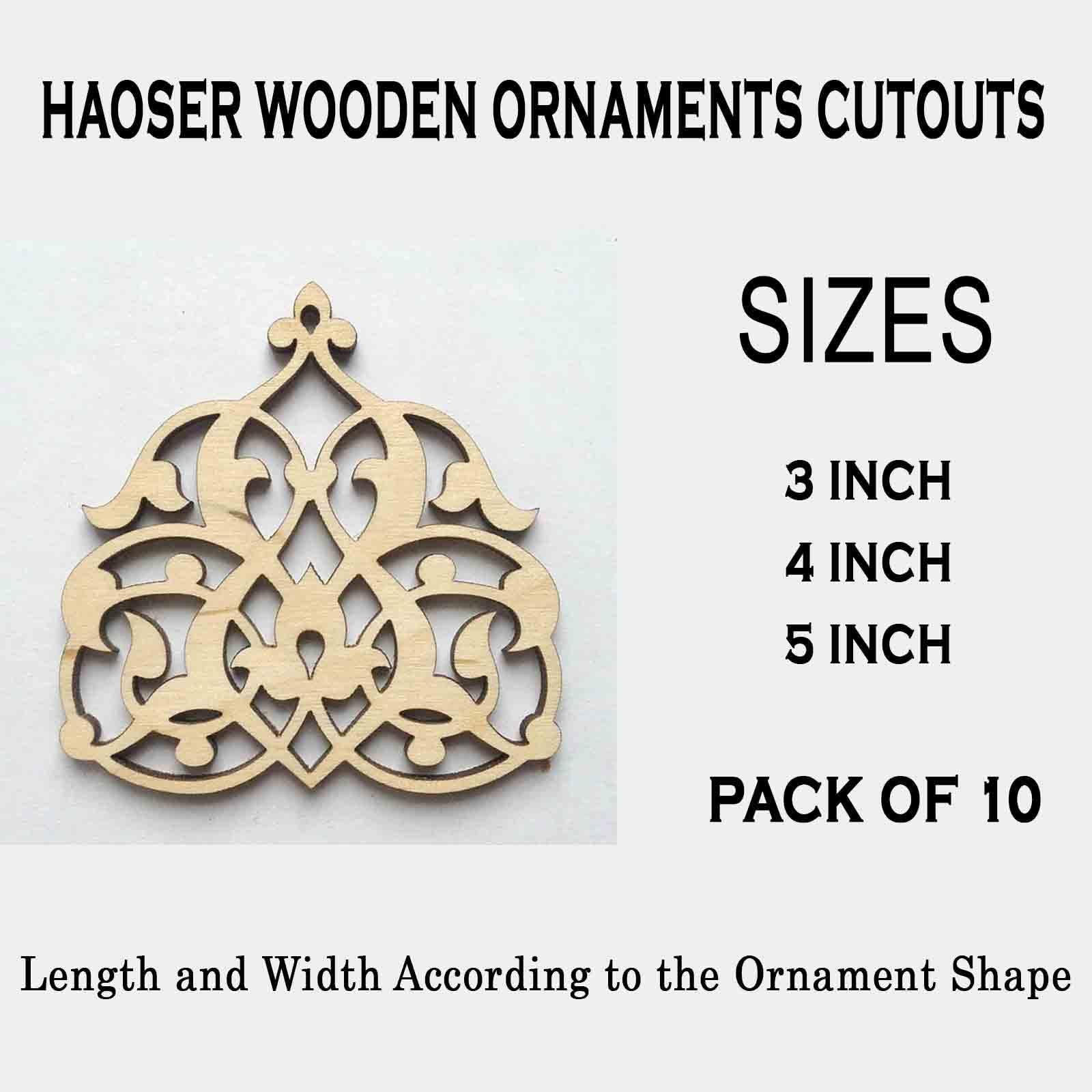 Haoser Wooden Ornaments Cutouts for Home Decor, Laser Cut Wood Cutouts for DIY Craft Project (Ornament-3) - Haoser