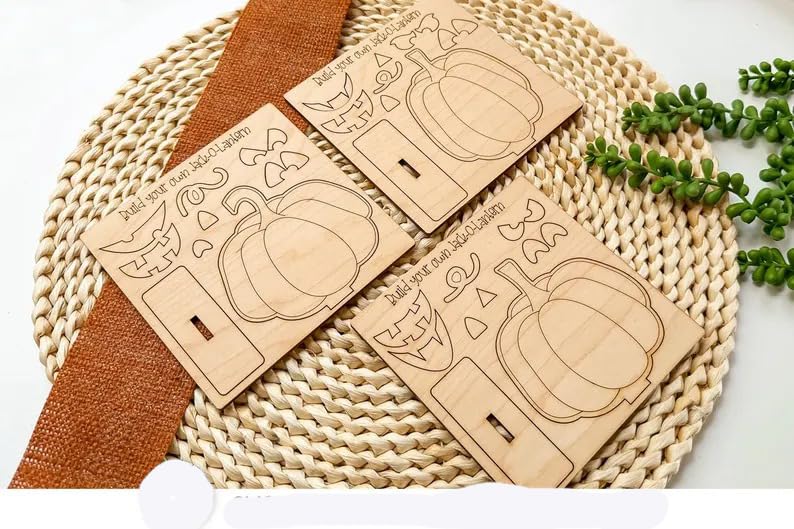 3 Sheets Wooden Pumpkin Shape – Unfinished Pine MDF Wood Cutouts