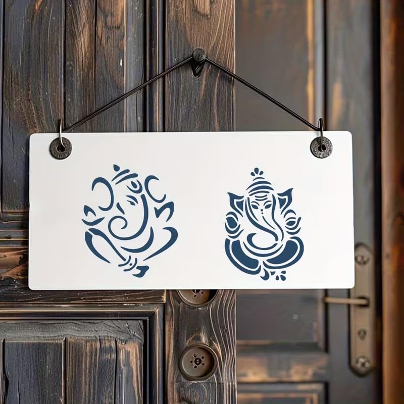 4 Pcs Plastic Ganesha Stencils for DIY Crafts | Traditional Indian Belief Templates | Home Decor, Wall Art, Fabric, Wood