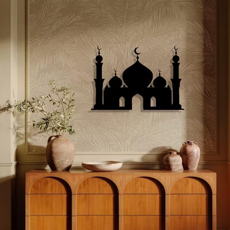 Mosque Silhouette Acrylic Wall Art | Islamic Wall Decor for Home & Garden | Rust-Free Acrylic Mosque Mural | Ideal Gift for Eid Al-Fitr & Eid Al-Adha