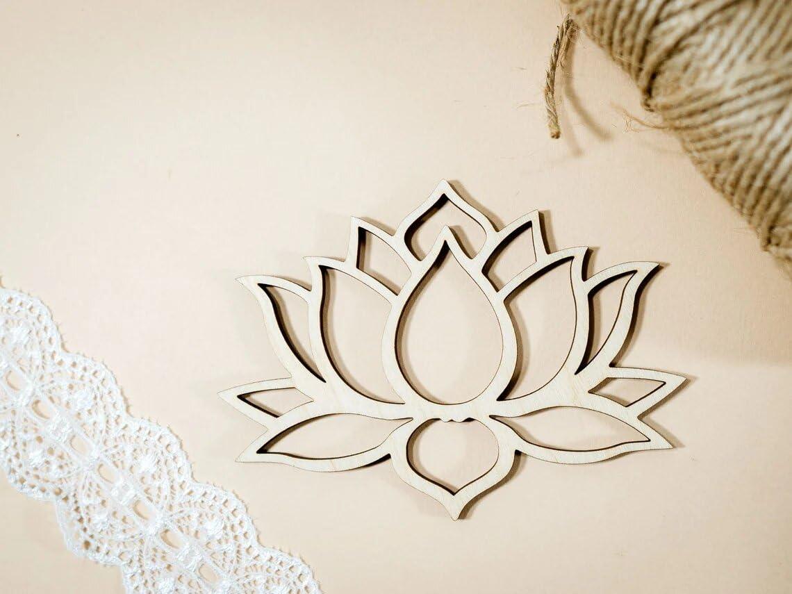 Haoser 10 Pcs 4 inch Lotus MDF Cutout for Art and Craft | DIY Decorative Lotus Flower Shape | Perfect for Crafting and Painting Projects|Diwali decortaion Craft - Haoser