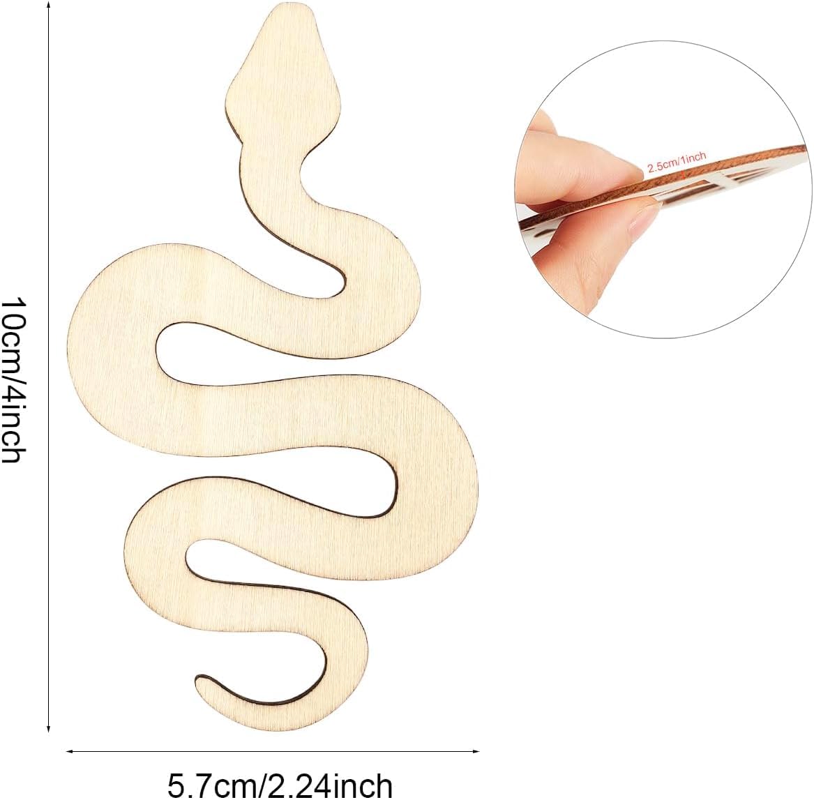 30 Pcs Wooden Snake Shape Cutouts for DIY Craft | Unfinished Wood Snake