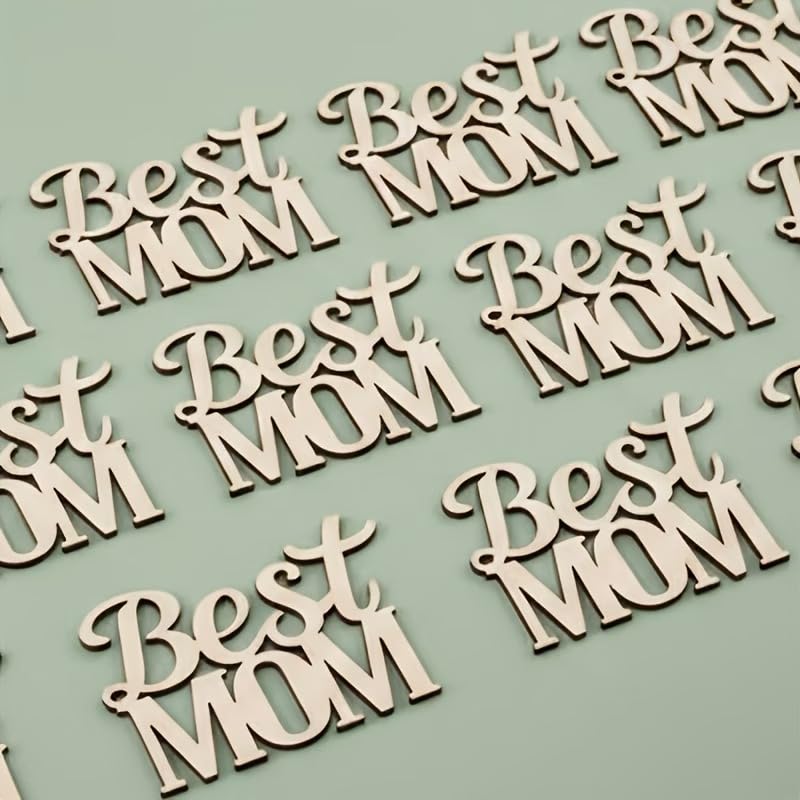 15 Pcs Mother’s Day Wooden Letter Cutouts with Hearts | Unfinished Best Mom