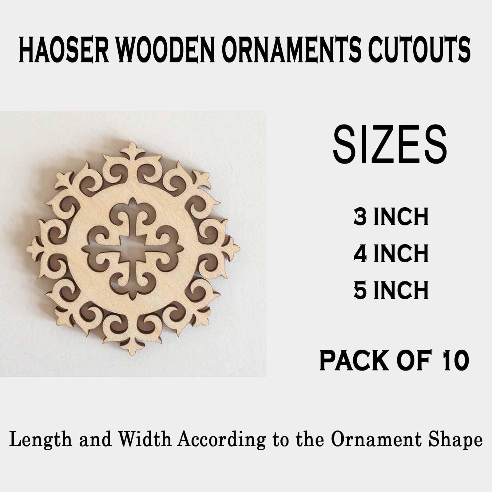 Haoser Wooden Ornaments Cutouts for Home Decor, Laser Cut Wood Cutouts for DIY Craft Project (Ornament-2) - Haoser