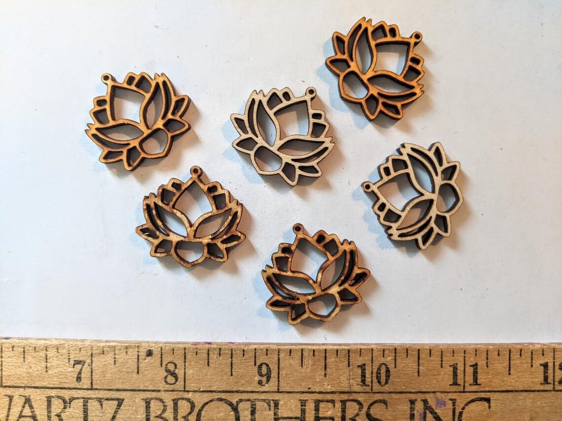 Haoser Pack of 10 Wooden Lotus Cutout for Festivel Decorations | MDF Wood Lotus Cutouts for Art and Craft, Festival Decoration, DIY Project, (Set of 10) (3X2 in) - Haoser