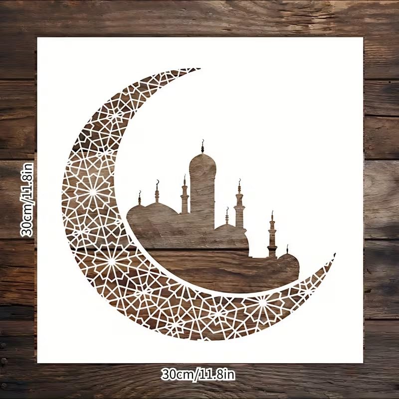 Moorish Crescent Reusable Islamic Stencil | Arabic Art Painting Template for Walls & Furniture