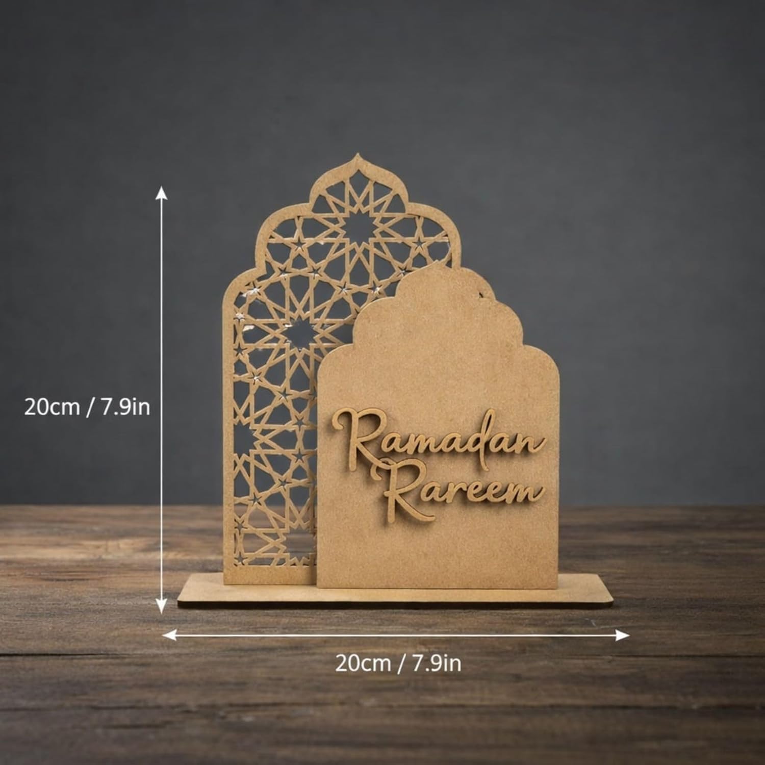 Wooden Ramadan Table Decor Mosque Theme | Islamic Eid Mubarak Wooden Tabletop Decoration