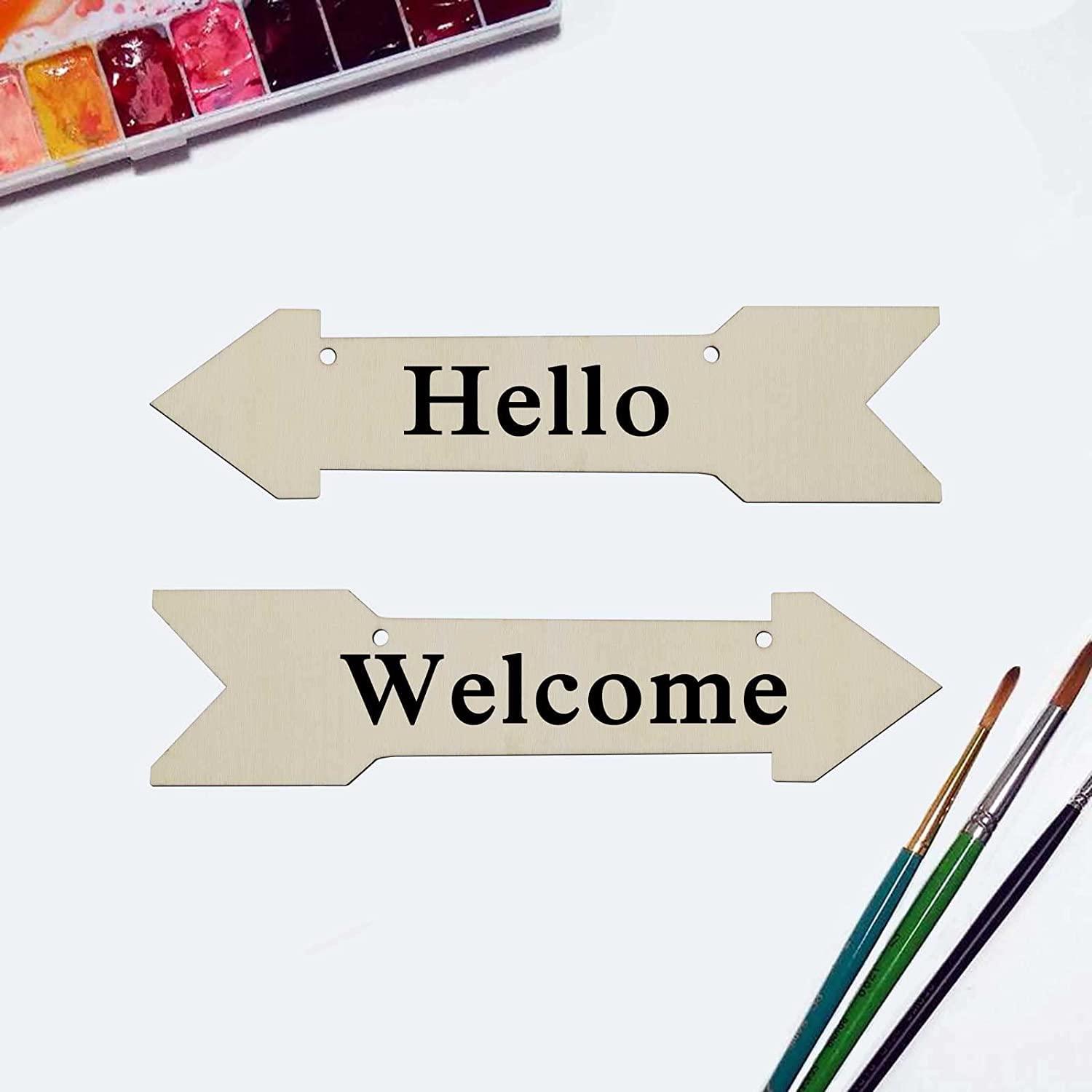 Haoser 15 Pack Unfinished Wood Sign Blank Arrow Hanging Wooden Plaque DIY Home Decor Wooden Arrow Cutouts for Weddings and Birthdays Party, Door Wall Art Decorative, 7.9x2 Inch - Haoser