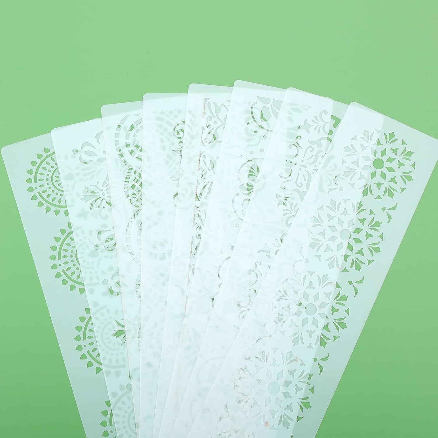 8 Pcs Flower Border Stencils – Ornate Mandala Stencil Set for Painting