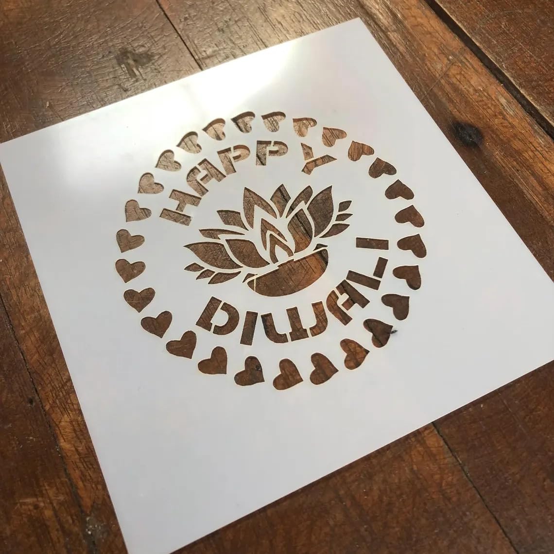 Plastic Laser Cut Stencil - Diwali Special 12 Inch Reusable Rangoli Stencil for Floor, Wall, Furniture