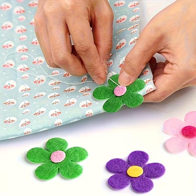 30 PCS Multicolor Felt Flower DIY Craft Kit for Kids & Adults | Small Fabric Flower