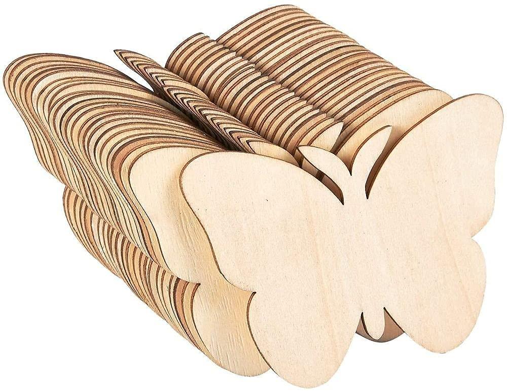 Haoser Wooden Butterfly Coutout Set for DIY Arts Craft Project, Unfinished Butterflies Versatile Wooden Set (3.7 x 2.7 in, 24 Pcs) - Haoser