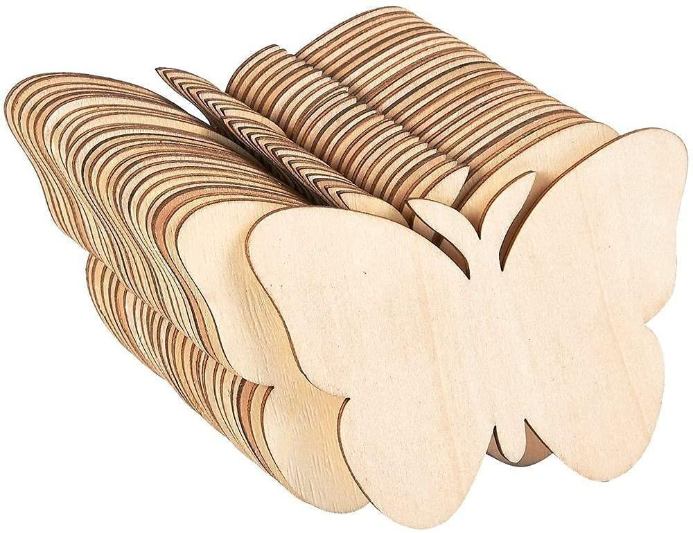 Haoser Wooden Butterfly Coutout Set for DIY Arts Craft Project, Unfinished Butterflies Versatile Wooden Set (3.7 x 2.7 in, 24 Pcs) - Haoser