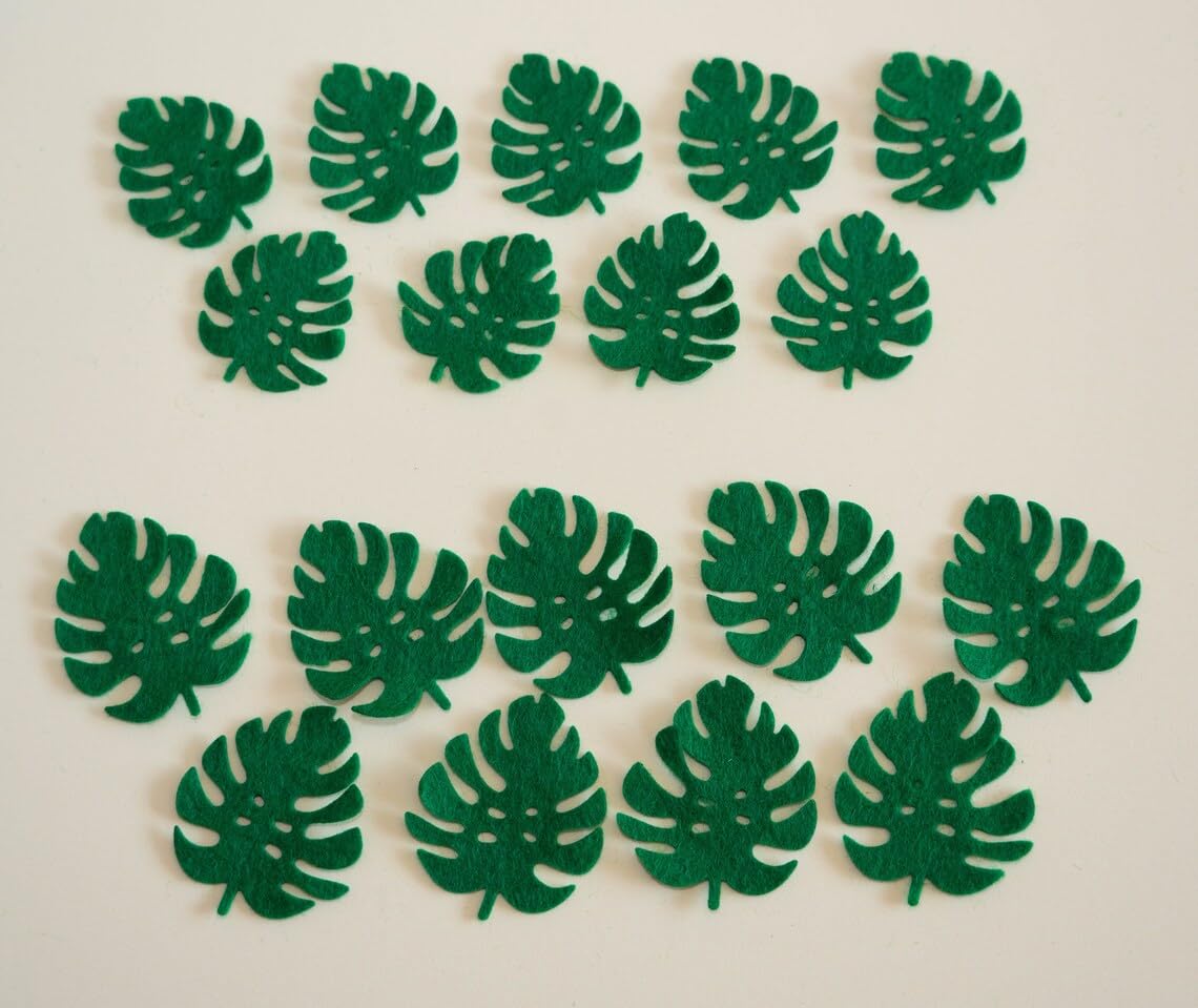 18 Pcs Small Felt Monstera Leaves – 3 Inch Wool Felt Die Cut Leaf Shapes