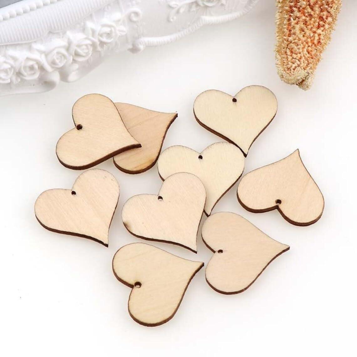 Haoser Unfinished Blank Love Heart Wood Pieces, Heart Shape Wooden Crafts Coasters for DIY Architectural Models Drawing Painting Wood Engraving Wood Burning Laser Scroll Sawing - Haoser