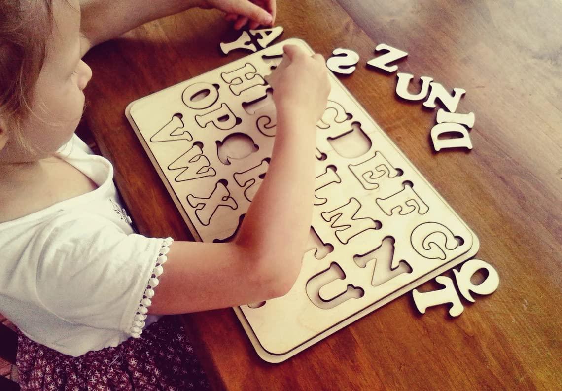 Haoser Wooden English Alphabet Letters, lphabet Toy, Wooden Capital Alphabets Letters,Learning Educational Puzzle Toy for Kids - Haoser