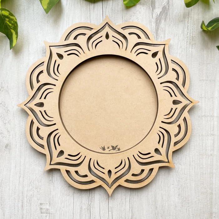Wooden MDF Pooja Thali Platter Abstract Design