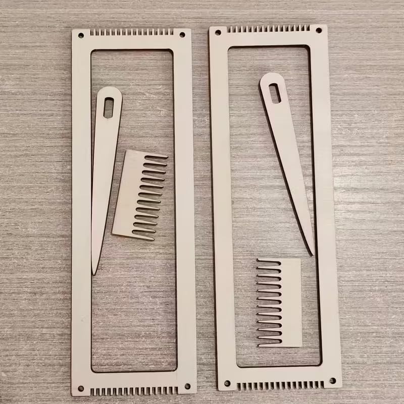 2 Sets Mini Wooden Weaving Loom Kit – Recycled Wood Frame, Light Yellow Tapestry Loom with Comb