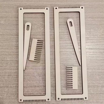 2 Sets Mini Wooden Weaving Loom Kit – Recycled Wood Frame, Light Yellow Tapestry Loom with Comb