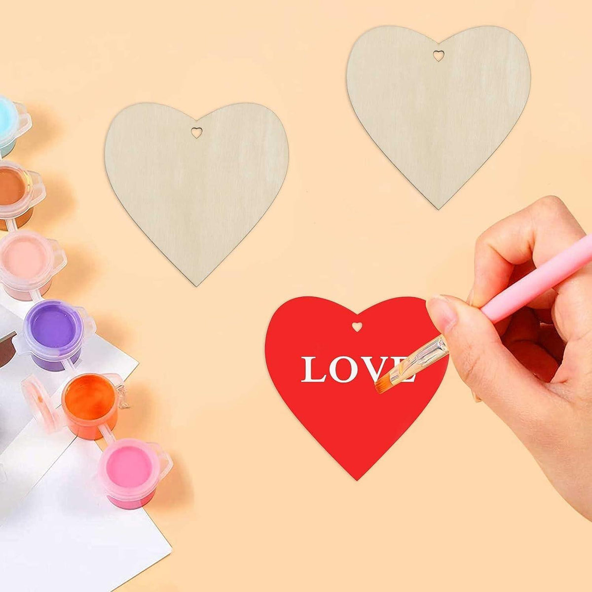 Haoser Heart MDF Pine Wood 1 inch -2.5 mm Thick Wood Hearts for Crafts, Unfinished Wooden Heart Cutouts, Heart Wood Slices Board for Resin Art, Mandala Art, Pyrography, Painting - Haoser