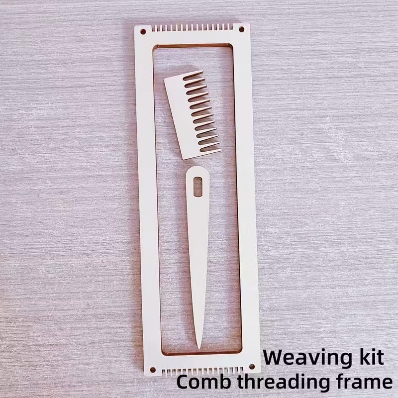 2 Sets Mini Wooden Weaving Loom Kit – Recycled Wood Frame, Light Yellow Tapestry Loom with Comb