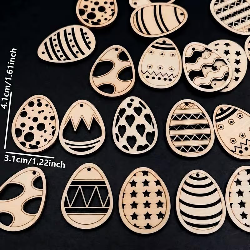 15 Pcs Wooden Easter Egg Cutouts – Mini Oval Wood Slices for DIY Crafts