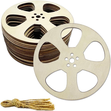 30 Pcs Wooden Film Reel Cutouts for DIY Craft | Unfinished Movie Theme
