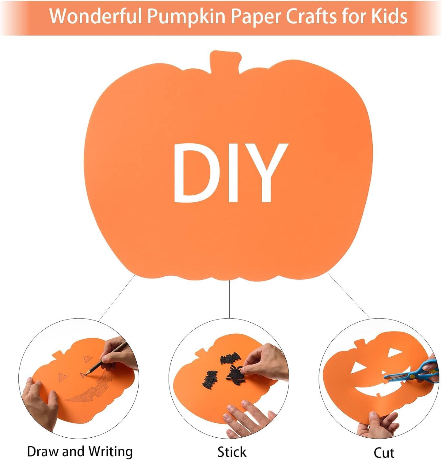 Haoser 50 pc Pcs Pumpkin Cutouts Paper Fall Harvest Pumpkin Cut-Outs Pumpkin Shaped Accents for Kids DIY Craft Projects Autumn Thanksgiving Halliween Classroom Bulletin Board Decorations - Haoser