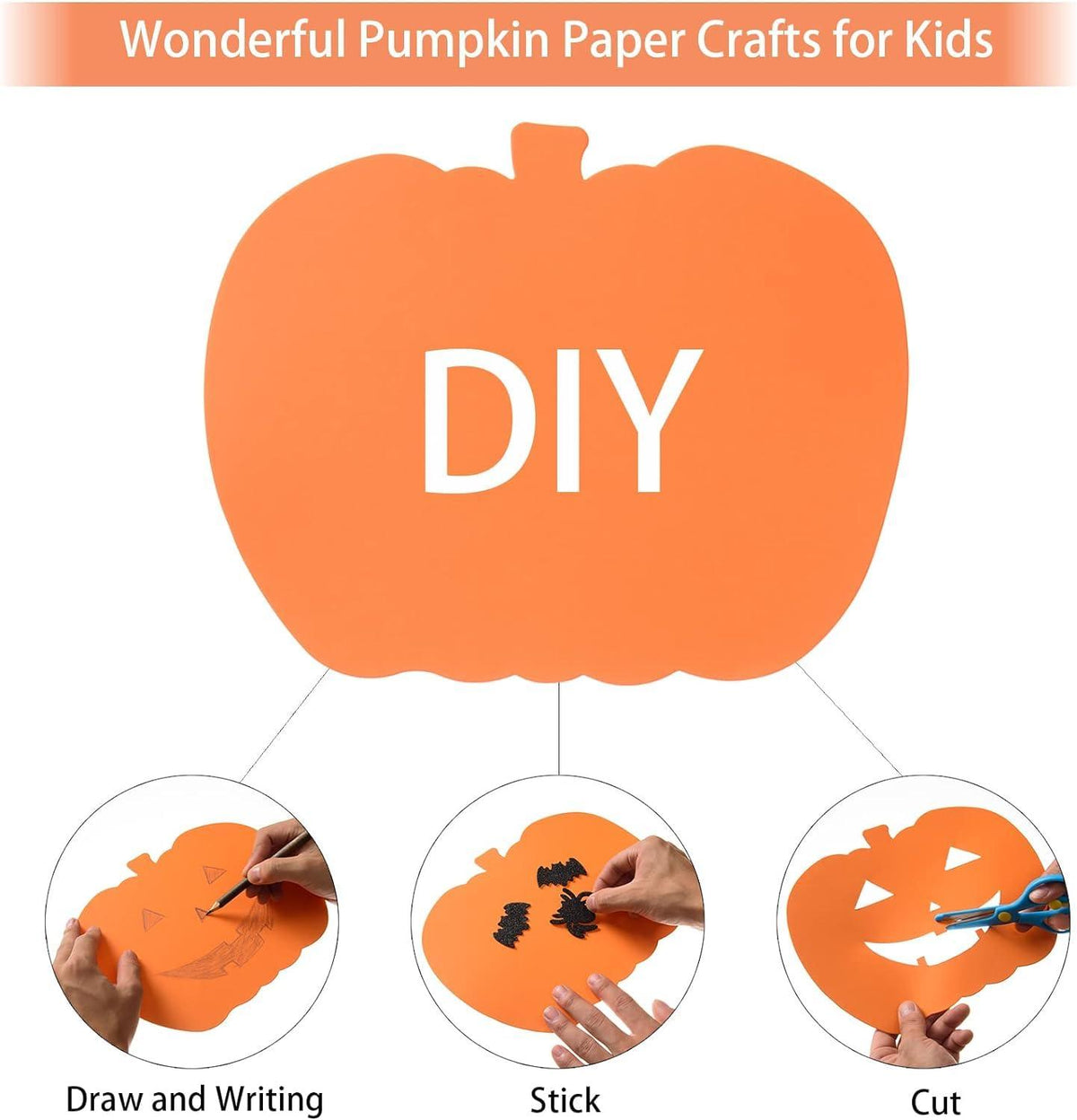 Haoser 50 pc Pcs Pumpkin Cutouts Paper Fall Harvest Pumpkin Cut-Outs Pumpkin Shaped Accents for Kids DIY Craft Projects Autumn Thanksgiving Halliween Classroom Bulletin Board Decorations - Haoser