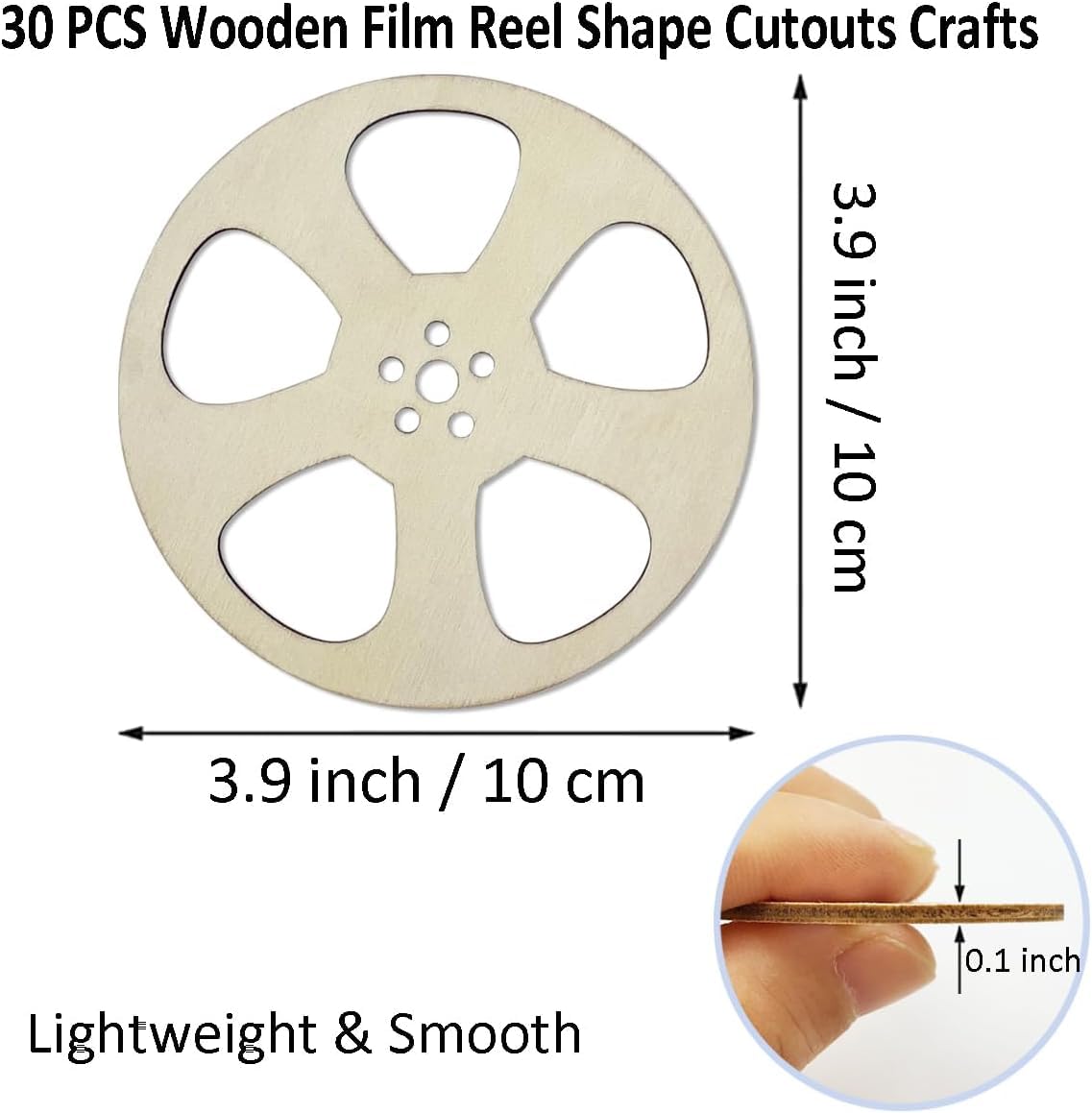 30 Pcs Wooden Film Reel Cutouts for DIY Craft | Unfinished Movie Theme