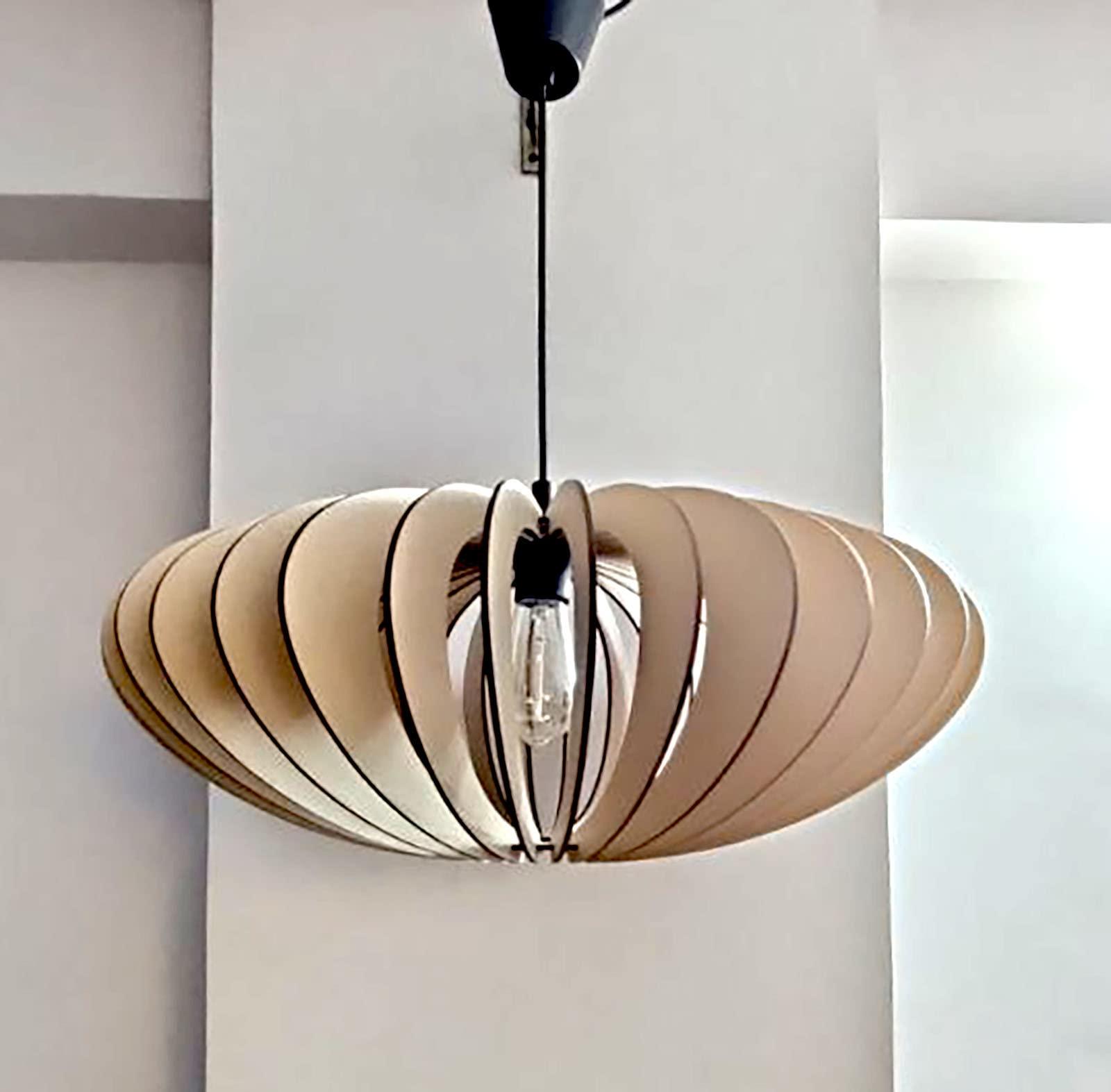 Haoser Wooden One Light Hanging Ceiling Lamp for Living Room, Distressed Pine MDF Wood Pendant Lighting Fixtures, Dining Room, Bedroom and Foyer (LxW-20x24inch) - Haoser