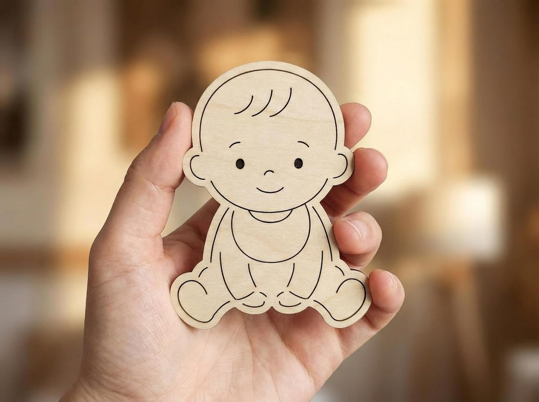 5 Pcs Baby Shape Wooden Cutouts for DIY Craft | Baby Boy Girl Silhouette