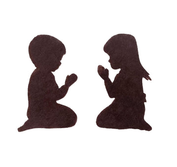 2 Pcs Praying Boy & Girl Felt Cutouts | Religious Craft Shapes for DIY, Church Decoration