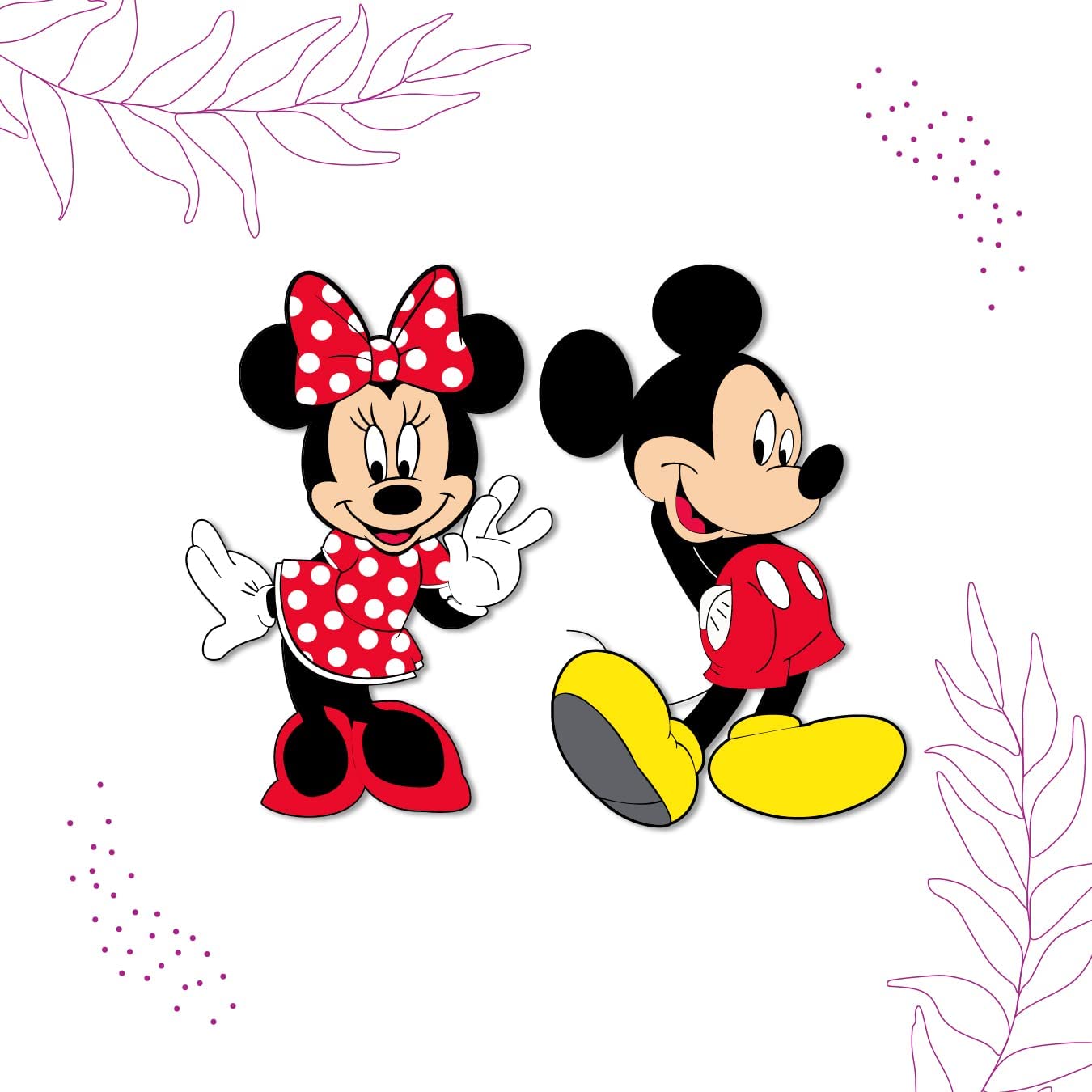 Pack of 2 Mickey and Minnie Wooden Fridge Magnets – Fun Cartoon Character Set for Kids Room, Pine MDF, 3 Inch | Comic Themed Decor, DIY Craft, Birthday Return Gift