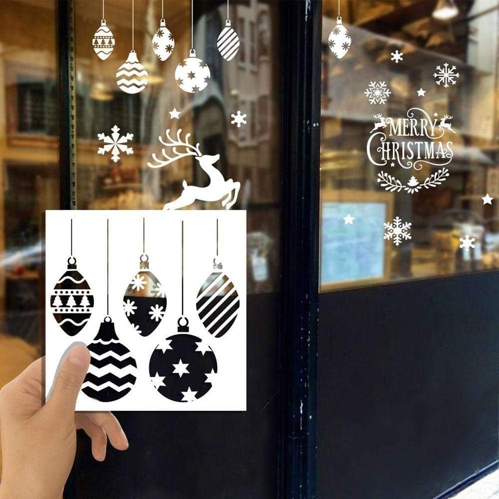 8 Pcs Christmas Plastic Stencils Template | Reusable Craft Stencils for Painting on Wood, Walls, Door & Window Spraying