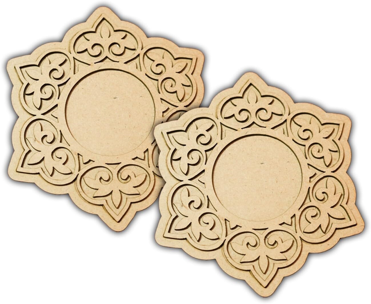 Pack of 2 Wooden Tealight Holders for Home & Office Décor | Pine MDF Elegant Candle Stand for Puja, Diwali, Living Room & Table Decoration