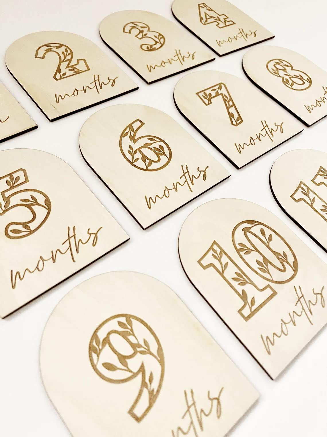 Haoser Baby Milestone Cards, Wooden Milestone Signs, Monthly Photos, Baby Shower Gift, Newborn Photo Props, Baby Monthly Milestone Markers ,Photo Posing Props - Haoser