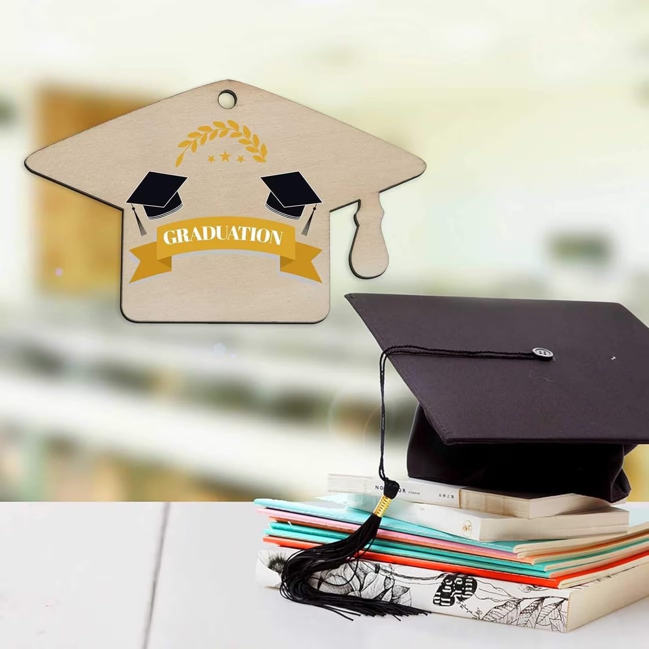 20 Pcs Graduation Cap MDF Wooden Hanging Cutouts